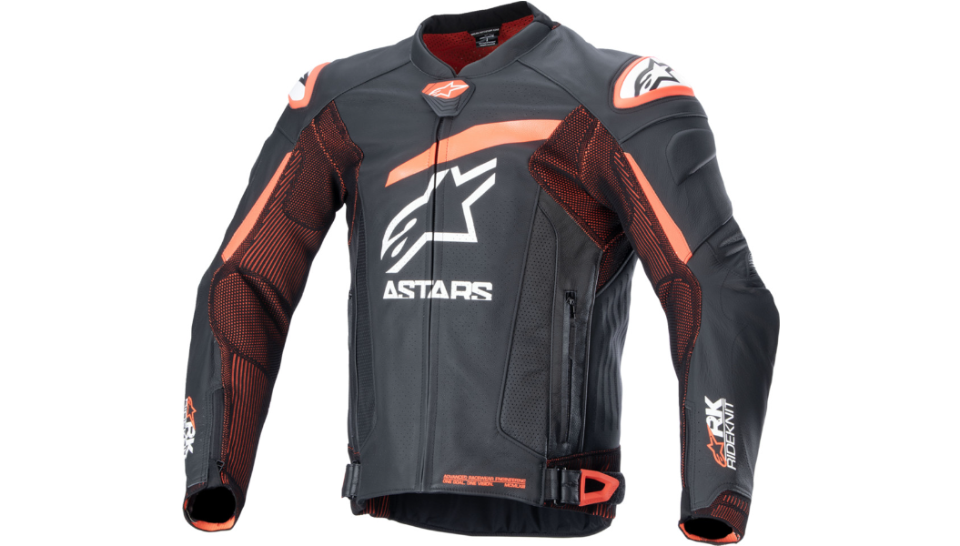 GP Plus R v4 Airflow Leather Jacket - Black/Red Fluo/White